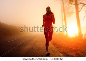 Here we see a Woman running away from a terrible photoshop lens flare. I would run too.