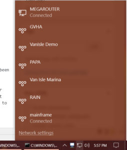 The default Windows 10 Network Foldout