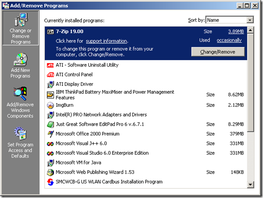 Windows 2000 Add Remove Programs